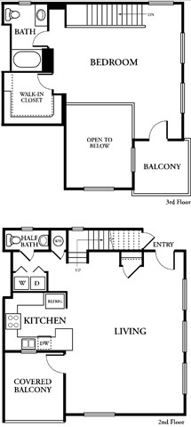Floor plan for 1 bed, 1 bath, 1413 sqft